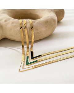 Fashion Letter Choker Titanium Steel Plating Zircon Colorza