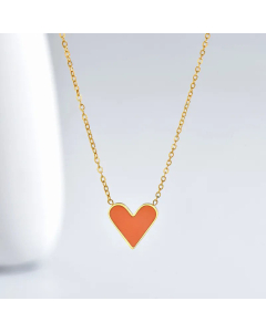 Fashion Enamel Heart Shape Pendent Stainless Steel Necklace Colorza