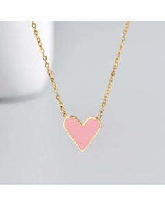 Fashion Enamel Heart Shape Pendent Stainless Steel Necklace Colorza