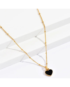 Minimalism Heart Shape Enamel Inlay Resin Pendant Stainless Steel Necklace Colorza