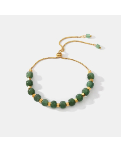 Hot Sale Round Natural Stone Beaded Stainless Steel Necklace Colorza