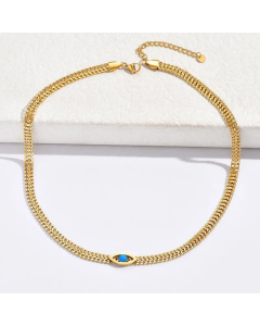 Fashion Eye Handmade Enamel Inlay Resin Stainless Steel Necklace Colorza