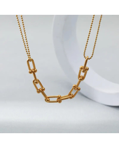 Fashion Solid Color Splicing Stainless Steel Necklace Colorza