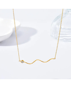 Fashion Waves Inlay Rhinestones Stainless Steel Necklace Colorza