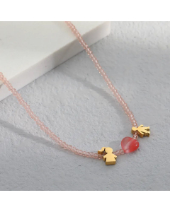 Novelty Heart Shape Love Stainless Steel Beaded Necklace Colorza