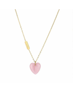 Fashion Gold Plated Heart Shape Titanium Steel Natural Stone Necklace Colorza