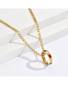 Simple Style Round Inlay Zircon Pendant Stainless Steel Handmade Necklace Colorza