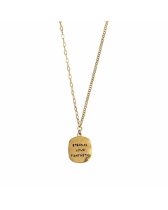Fashion Letter Square Titanium Steel Gold Plated Necklace Colorza
