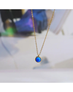 Minimalism Round Stainless Steel Plating Artificial Gemstones Pendant Necklace Colorza