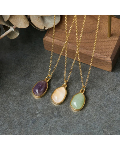 Retro Geometric Titanium Steel Gold Plated Pendant Necklace Colorza 