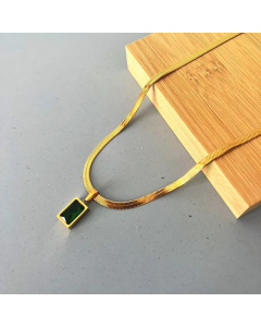 Fashion Square Emerald Titanium Steel Plating Zircon Choker Colorza 