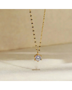 Classic Geometric Titanium Steel Gold Plated Zircon Pendant Necklace Colorza