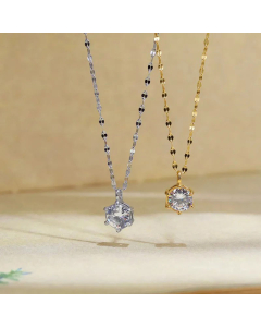 Classic Geometric Titanium Steel Gold Plated Zircon Pendant Necklace Colorza