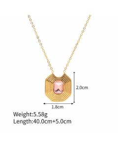 Vintage Style Gold Plated Rhinestones Geometric Stainless Steel Pendant Necklace