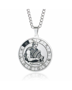 Casual Round Constellation Stainless Steel Plating Necklace Colorza