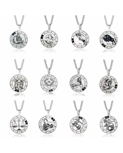 Casual Round Constellation Stainless Steel Plating Necklace Colorza