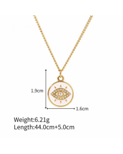 Fashion Devil's Eye Plating Artificial Diamond Stainless Steel Pendant Necklace