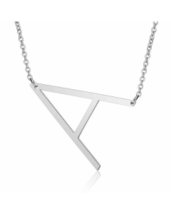Minimalism Polishing Letter Pendent Stainless Steel Necklace-Steel Color-A