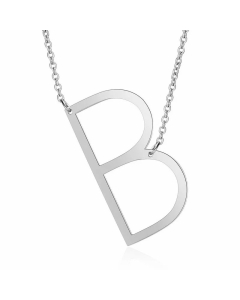 Minimalism Polishing Letter Pendent Stainless Steel Necklace-Steel Color-B