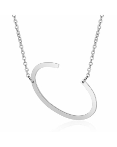 Minimalism Polishing Letter Pendent Stainless Steel Necklace-Steel Color-C