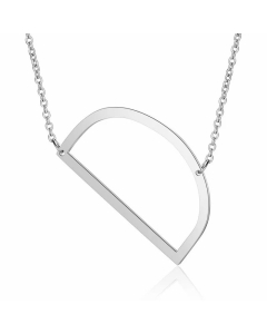 Minimalism Polishing Letter Pendent Stainless Steel Necklace-Steel Color-D
