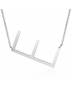 Minimalism Polishing Letter Pendent Stainless Steel Necklace-Steel Color-E