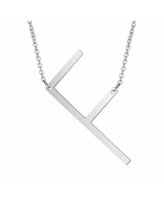 Minimalism Polishing Letter Pendent Stainless Steel Necklace-Steel Color-F