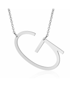 Minimalism Polishing Letter Pendent Stainless Steel Necklace-Steel Color-G