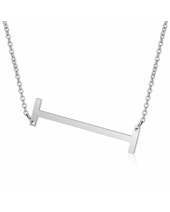 Minimalism Polishing Letter Pendent Stainless Steel Necklace-Steel Color-I