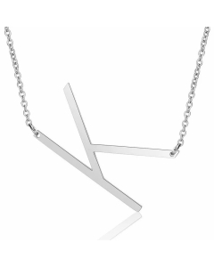 Minimalism Polishing Letter Pendent Stainless Steel Necklace-Steel Color-K