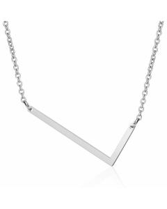 Minimalism Polishing Letter Pendent Stainless Steel Necklace-Steel Color-L