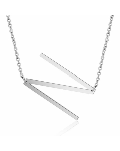 Minimalism Polishing Letter Pendent Stainless Steel Necklace-Steel Color-N