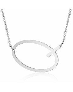Minimalism Polishing Letter Pendent Stainless Steel Necklace-Steel Color-Q