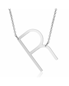 Minimalism Polishing Letter Pendent Stainless Steel Necklace-Steel Color-R