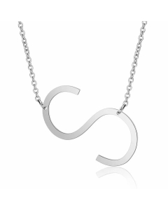 Minimalism Polishing Letter Pendent Stainless Steel Necklace-Steel Color-S