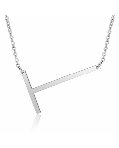 Minimalism Polishing Letter Pendent Stainless Steel Necklace-Steel Color-T