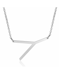 Minimalism Polishing Letter Pendent Stainless Steel Necklace-Steel Color-Y