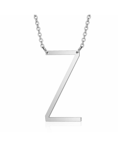 Minimalism Polishing Letter Pendent Stainless Steel Necklace-Steel Color-Z