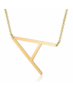 Minimalism Polishing Letter Pendent Stainless Steel Necklace-Gold Color-A