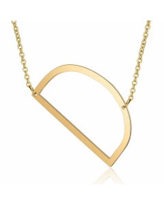 Minimalism Polishing Letter Pendent Stainless Steel Necklace-Gold Color-D