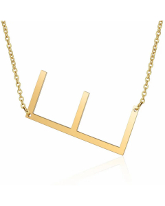 Minimalism Polishing Letter Pendent Stainless Steel Necklace-Gold Color-E