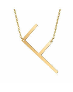 Minimalism Polishing Letter Pendent Stainless Steel Necklace-Gold Color-F