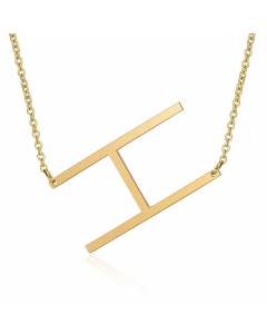 Minimalism Polishing Letter Pendent Stainless Steel Necklace-Gold Color-H