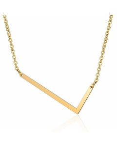 Minimalism Polishing Letter Pendent Stainless Steel Necklace-Gold Color-L