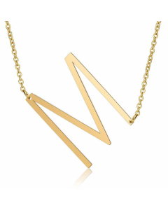 Minimalism Polishing Letter Pendent Stainless Steel Necklace-Gold Color-M