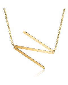 Minimalism Polishing Letter Pendent Stainless Steel Necklace-Gold Color-N
