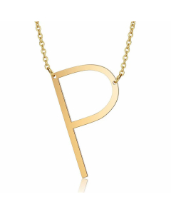 Minimalism Polishing Letter Pendent Stainless Steel Necklace-Gold Color-P
