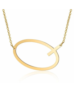 Minimalism Polishing Letter Pendent Stainless Steel Necklace-Gold Color-Q