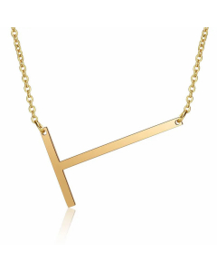 Minimalism Polishing Letter Pendent Stainless Steel Necklace-Gold Color-T