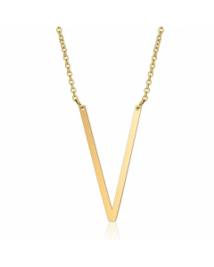 Minimalism Polishing Letter Pendent Stainless Steel Necklace-Gold Color-V